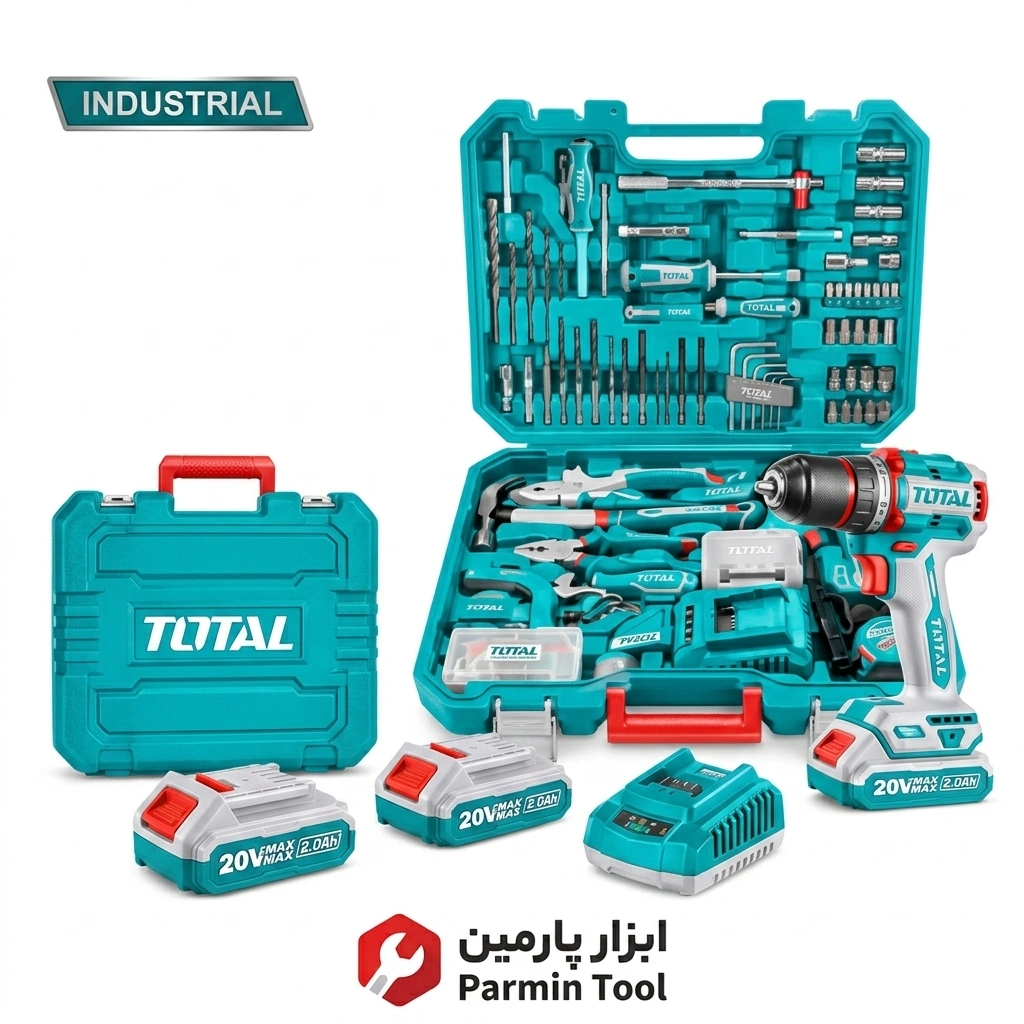 مجموعه دریل شارژی 165 پارچه صنعتی – توتال